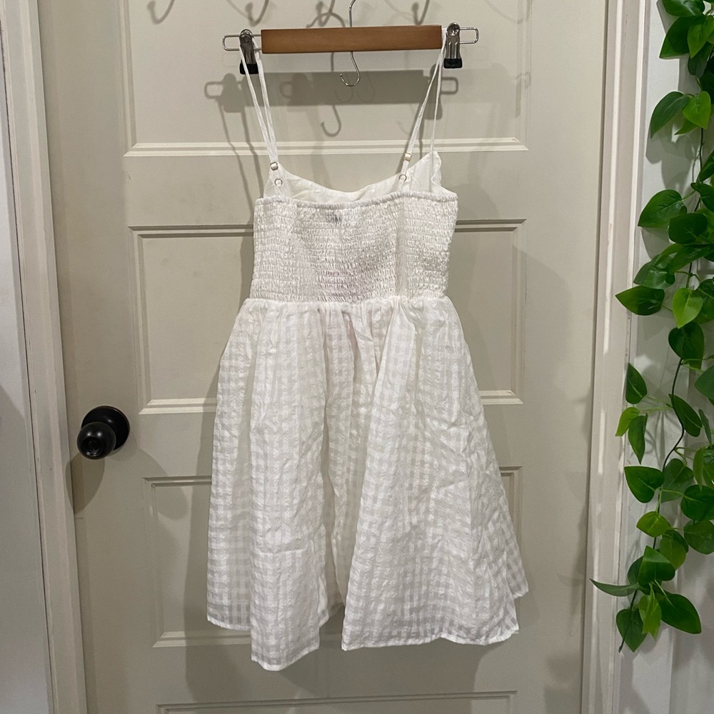 Babydoll White Checkered Dress